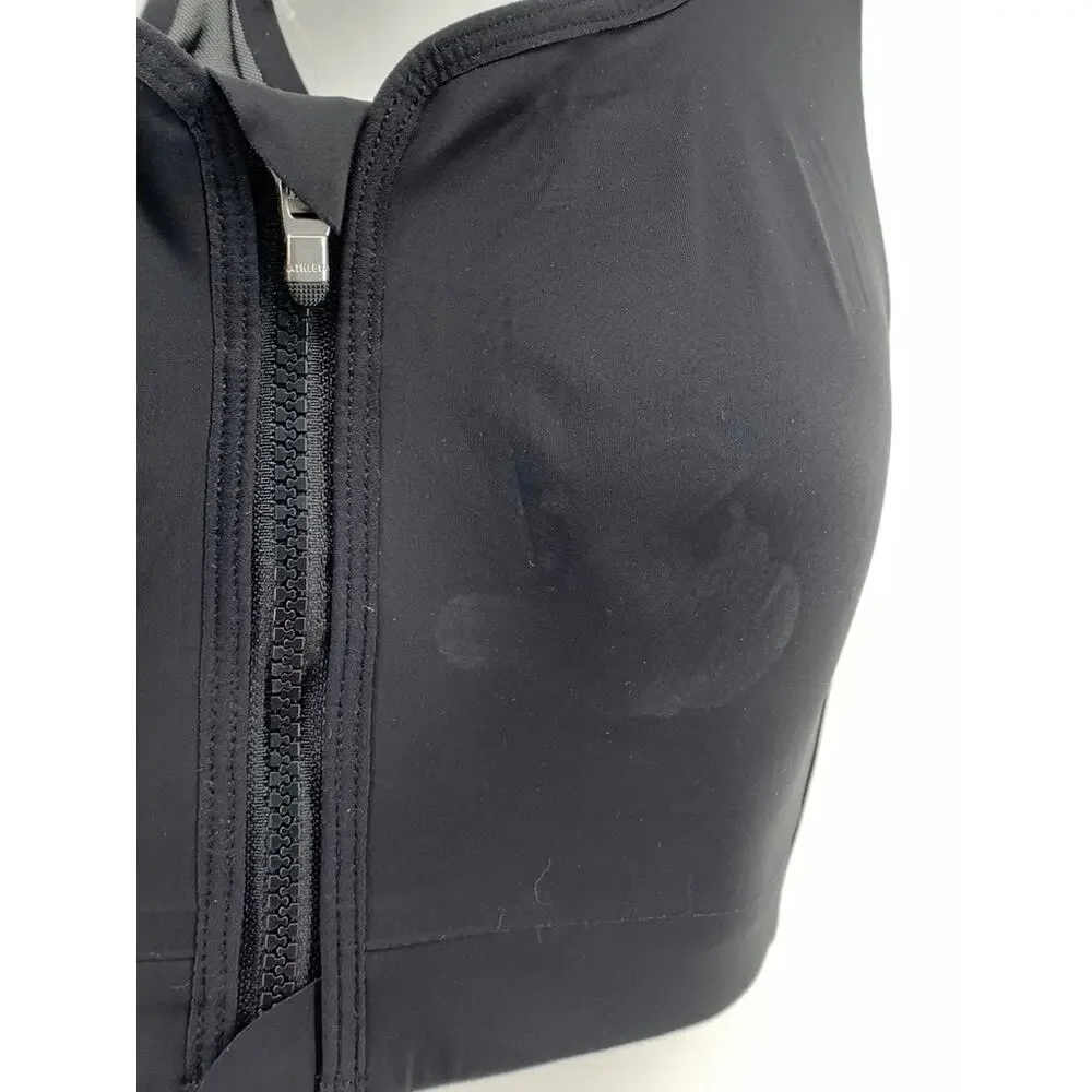 ATHLETA Women's Black Advance Zip Front Active Bra SZ 38B